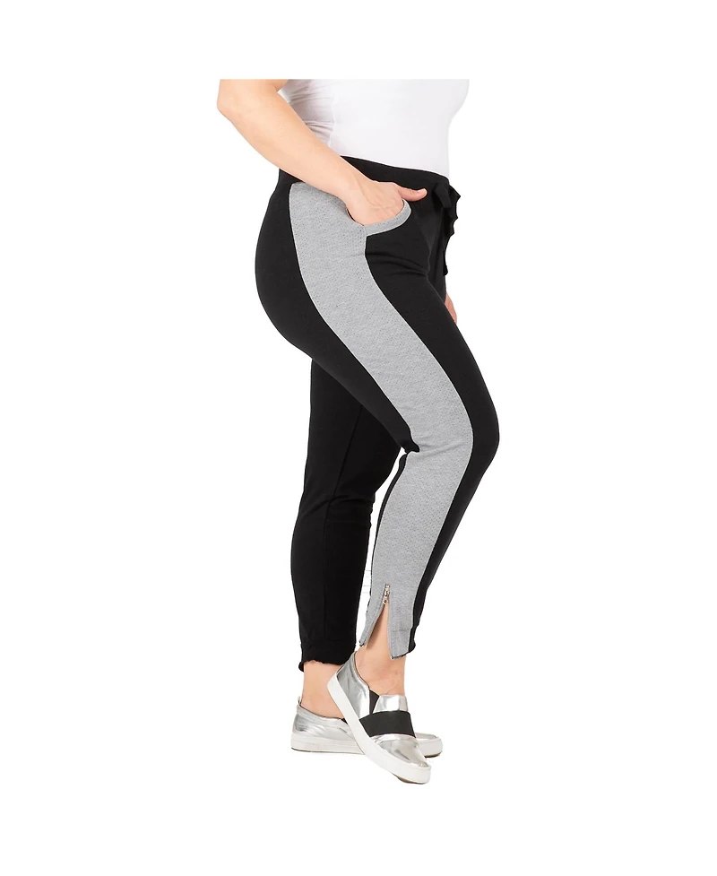 Women's Plus French Terry Contrast Side Panel Jogger Pants