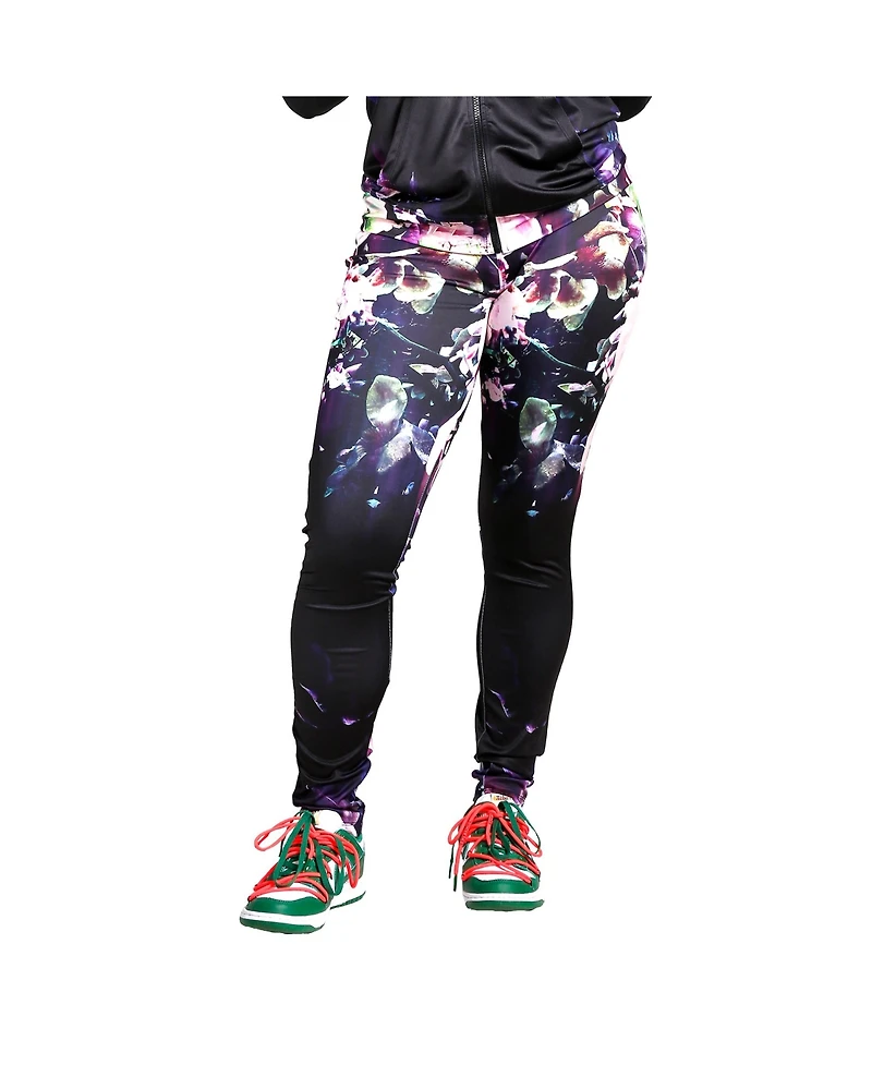 Women's Curvy Fit Active Floral Print Poly Tricot Leggings