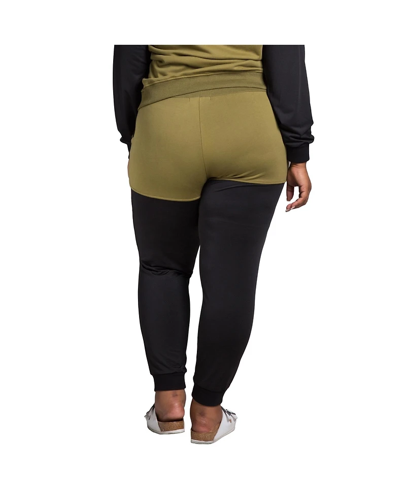 Women's Plus Curvy Fit Contrast Blocked Jogger
