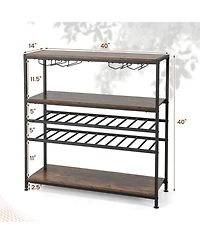 Sugift 5-tier Wine Rack Table with Glasses Holder