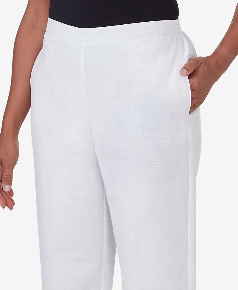 Alfred Dunner Women's Charleston Textured Pocketed Zig Zag Capri Pants