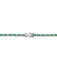 Sterling Silver White Gold Plated Colored Marquise Cubic Zirconia Tennis Bracelet