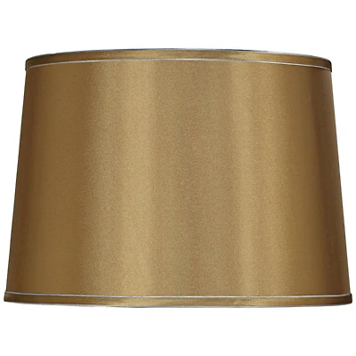 Springcrest Sydnee Gold with Silver Trim Medium Drum Lamp Shade 14" Top x 16" Bottom x 11" Slant (Spider) Replacement with Harp and Fin