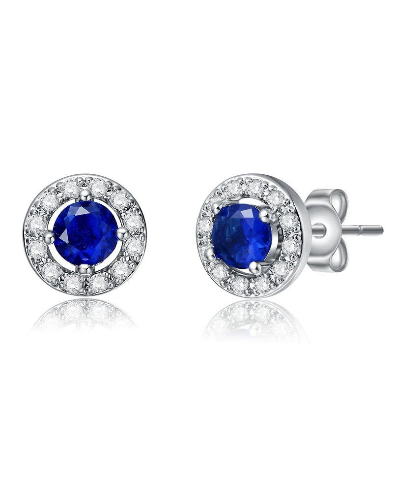 Rachel Glauber Cubic Zirconia Elegant Halo Stud Earrings