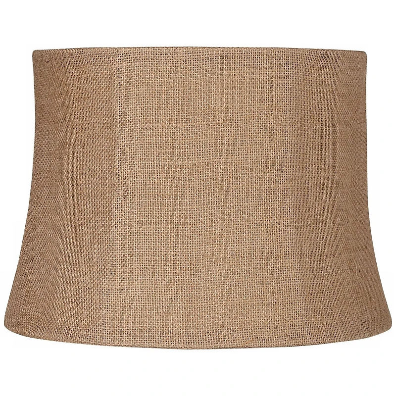 Springcrest Natural Burlap Medium Drum Lamp Shade 12" Top x 14" Bottom x 10" High (Spider) Replacement with Harp and Finial