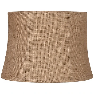 Springcrest Natural Burlap Medium Drum Lamp Shade 12" Top x 14" Bottom x 10" High (Spider) Replacement with Harp and Finial