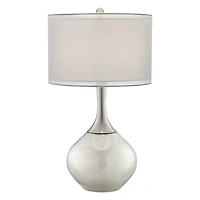 Possini Euro Design Swift Modern Table Lamp 30 1/2" Tall Mercury Glass Double Shade for Bedroom Living Room House Bedside Nightstand Office Entry