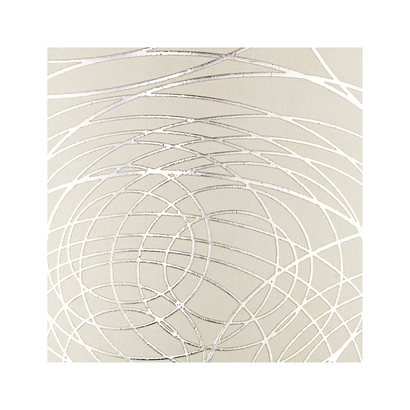Springcrest Set of 2 Drum Lamp Shades Off-White Silver Circles Medium 15" Top x 16" Bottom x 11" High Spider with Harp and Finial