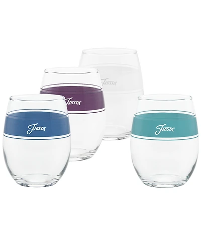 Fiesta Coastal Frame 15 Ounce Stemless Wine Glass, Set of 4