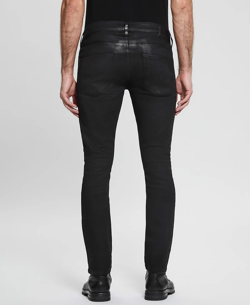 Guess Men's Miami Black Coated Skinny Jeans