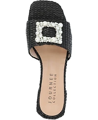 Journee Collection Women's Justina Ornamented Raffia Slide Sandals