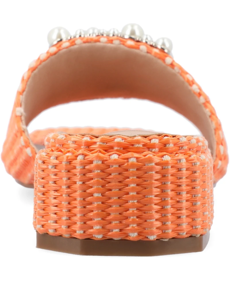 Journee Collection Women's Justina Ornamented Raffia Slide Sandals