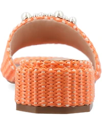 Journee Collection Women's Justina Ornamented Raffia Slide Sandals