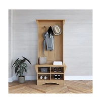 Hall Tree With Divided Storage Bench, 3 Hook Coat Rack, 4 Cubby Bench For
