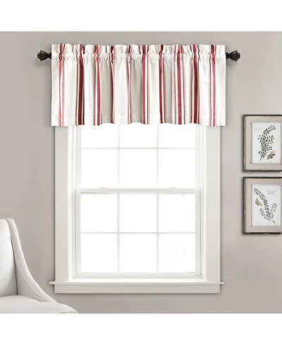Farmhouse Stripe Yarn Dyed Eco-Friendly Recycled Cotton Valance Red Single 52x18+2