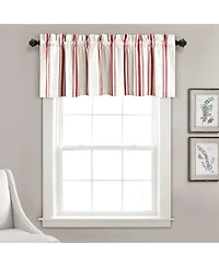 Farmhouse Stripe Yarn Dyed Eco-Friendly Recycled Cotton Valance Red Single 52x18+2