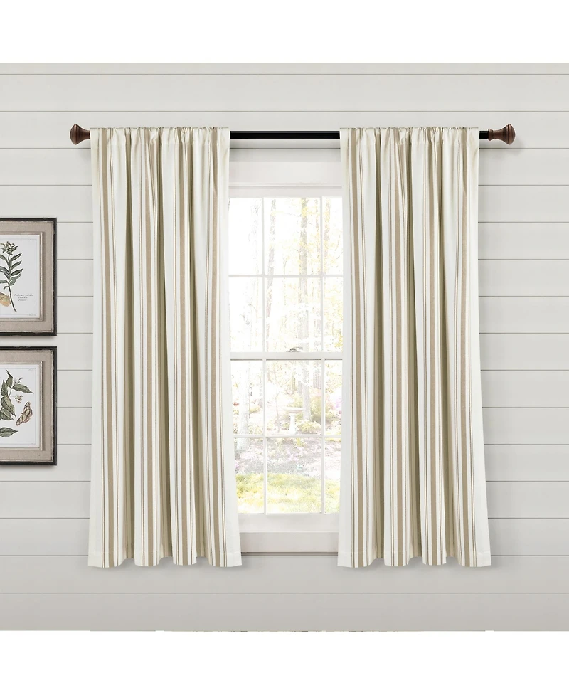 Farmhouse Stripe Yarn Dyed Eco-Friendly Recycled Cotton Window Curtain Panels