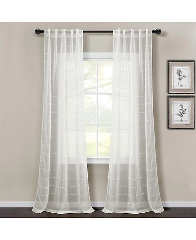 Farmhouse Textured Back Tab/Rod Pocket Sheer Window Curtain Panels