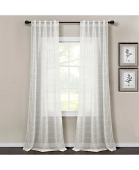 Farmhouse Textured Back Tab/Rod Pocket Sheer Window Curtain Panels