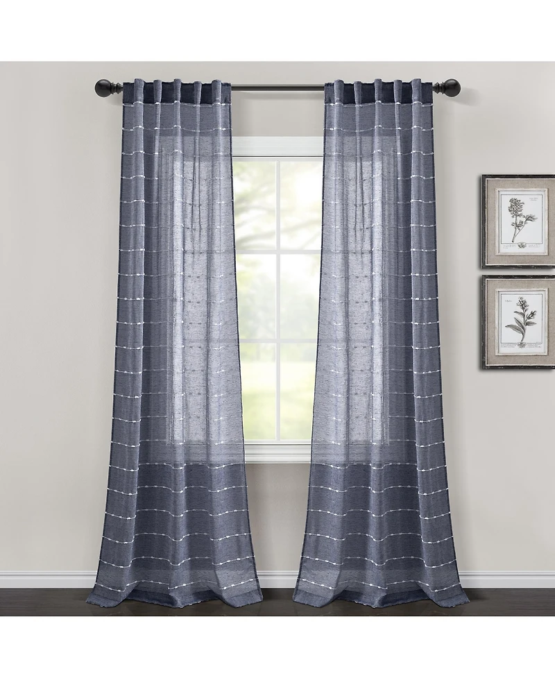 Farmhouse Textured Back Tab/Rod Pocket Sheer Window Curtain Panels