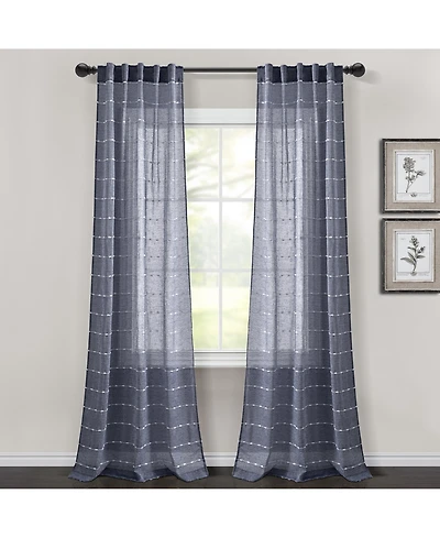 Farmhouse Textured Back Tab/Rod Pocket Sheer Window Curtain Panels