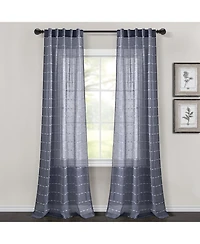 Farmhouse Textured Back Tab/Rod Pocket Sheer Window Curtain Panels