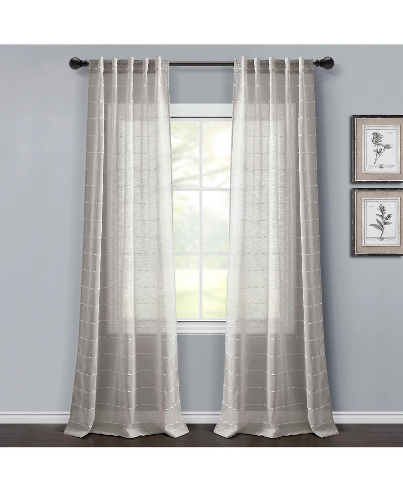 Farmhouse Textured Back Tab/Rod Pocket Sheer Window Curtain Panels