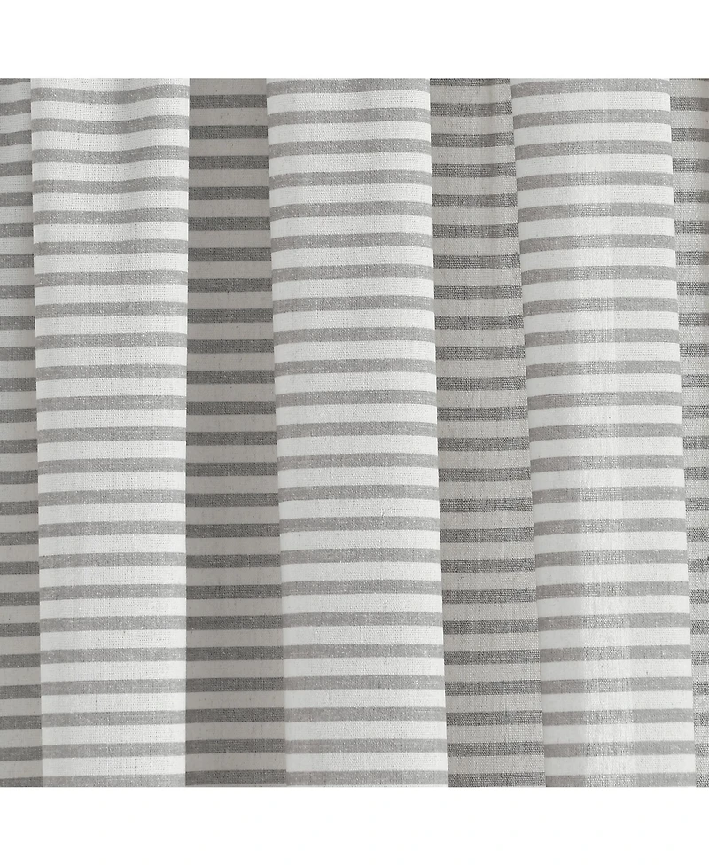 Boho Coastal Horizontal Ticking Stripe Tassel Window Curtain Panels