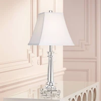 Vienna Full Spectrum Traditional Table Lamp 25" High Crystal Glass Column White Square Bell Shade for Living Room Family Bedroom Bedside