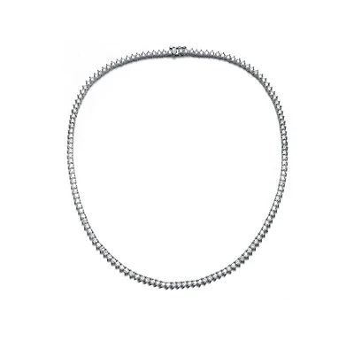 Flawless Tennis Necklace with Round Shape Cubic Zirconia