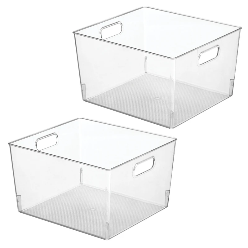 mDesign Plastic Household Cubby Storage Organizer Container Bin - 4 Pack - Clear, Usa Made