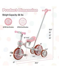4-in-1 Kids Trike Bike with Adjustable Parent Push Handle and Seat Height