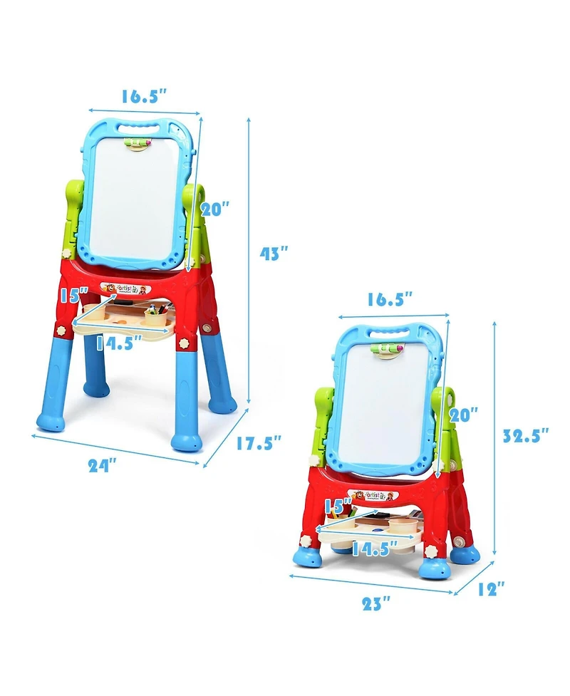 Height Adjustable Kids Art Easel Magnetic Double-Sided Board