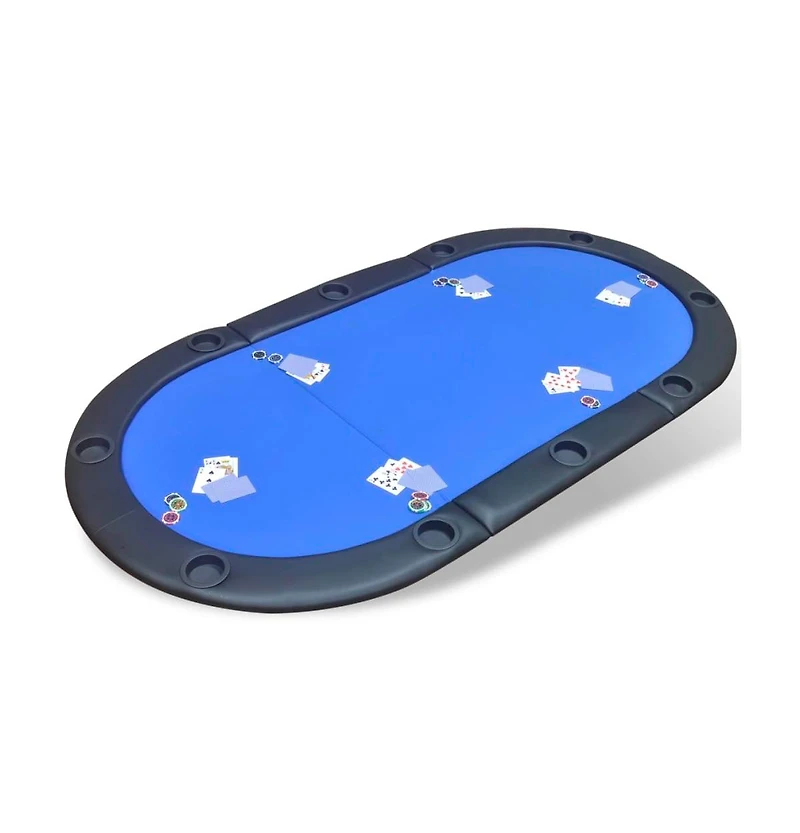 10-Player Foldable Poker Tabletop Blue