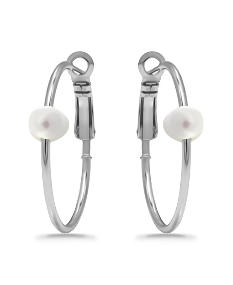 Macy's White Cultured Pearl Hoop Earrings