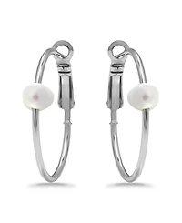 Macy's White Cultured Pearl Hoop Earrings