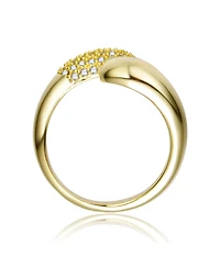 14K Gold Plated with Fine Cubic Zirconia Bypass Ring
