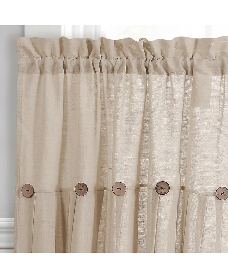 Lush Decor Linen Button Farmhouse Kitchen Tier Curtain Set, Pair - Rustic Home