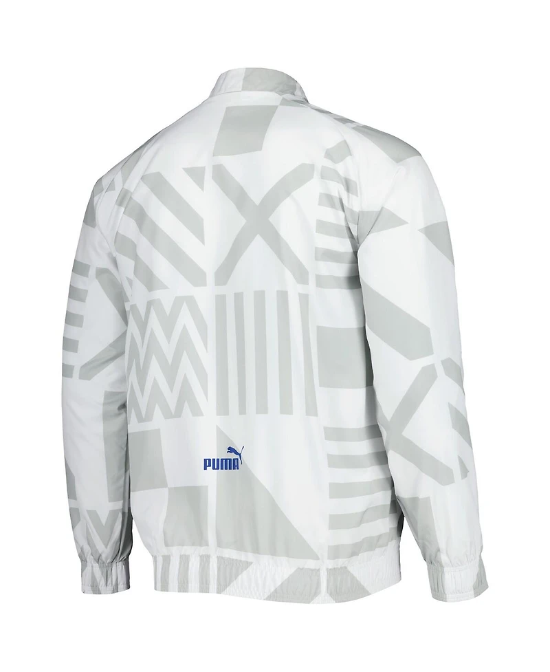 Men's Puma White Olympique Marseille Pre-Match Raglan Full-Zip Training Jacket