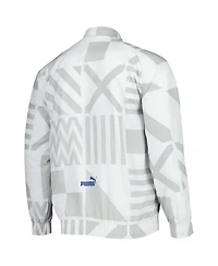 Men's Puma White Olympique Marseille Pre-Match Raglan Full-Zip Training Jacket