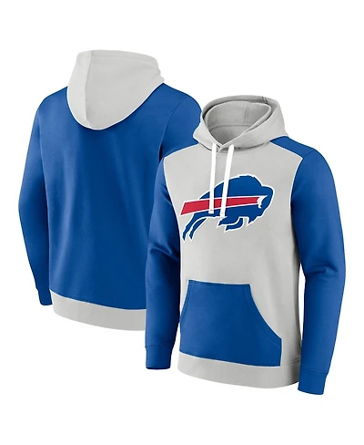 Men's Fanatics Silver, Royal Buffalo Bills Big and Tall Team Fleece Pullover Hoodie
