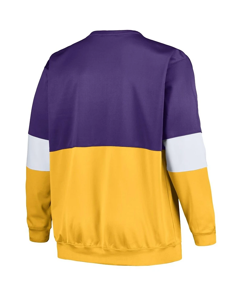 Men's Fanatics Purple, Gold Los Angeles Lakers Big and Tall Split Pullover Sweatshirt