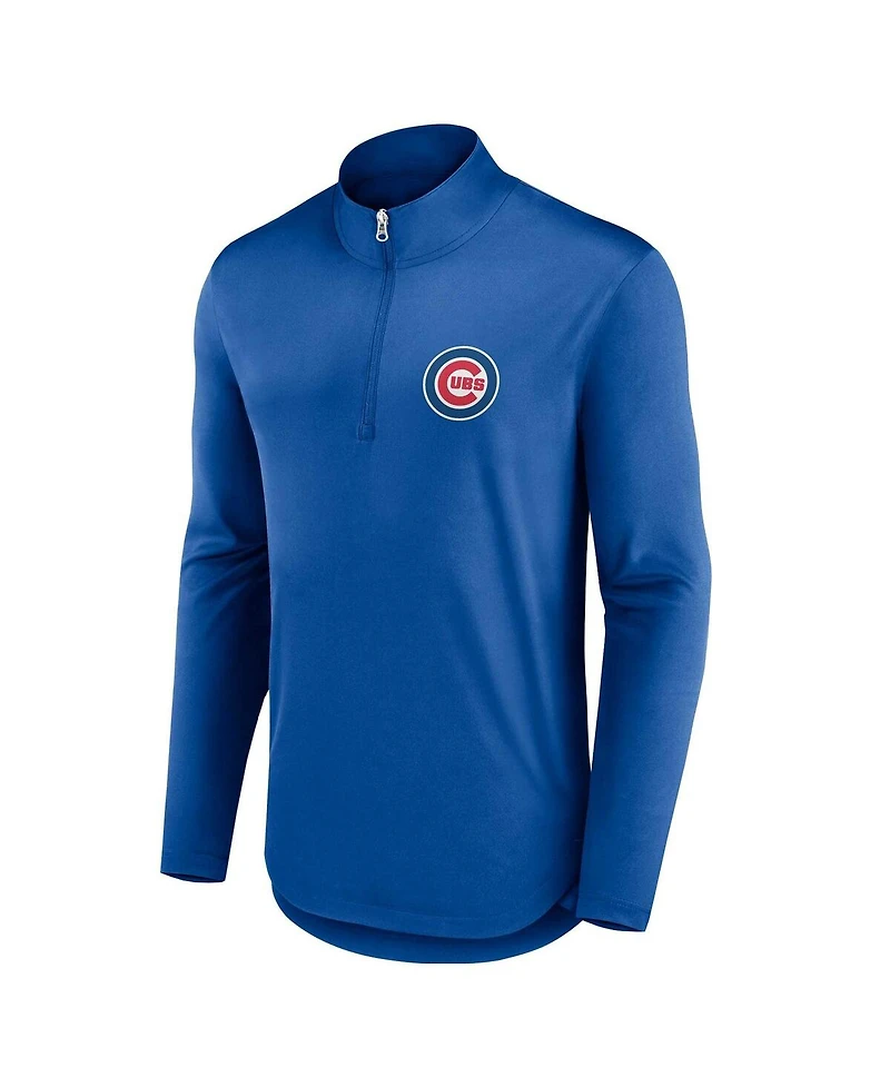 Men's Fanatics Royal Chicago Cubs Quarterback Quarter-Zip Top