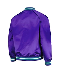 Men's Mitchell & Ness Purple Utah Jazz Hardwood Classics Throwback Wordmark Raglan Full-Snap Jacket