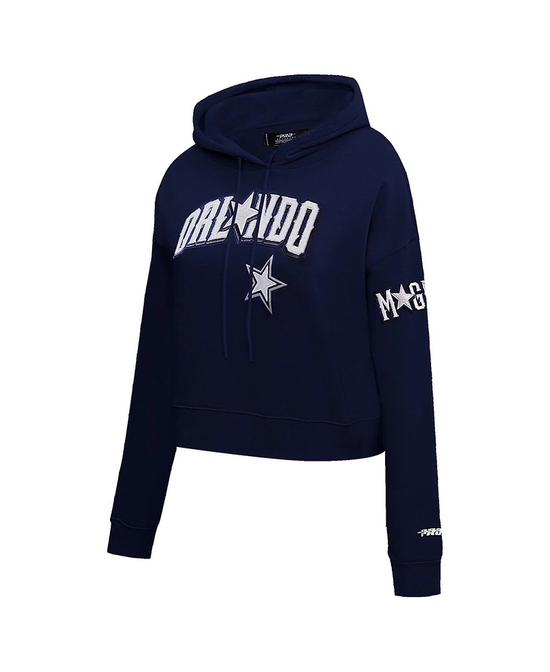 Women's Pro Standard Navy Orlando Magic 2023/24 City Edition Cropped Pullover Hoodie