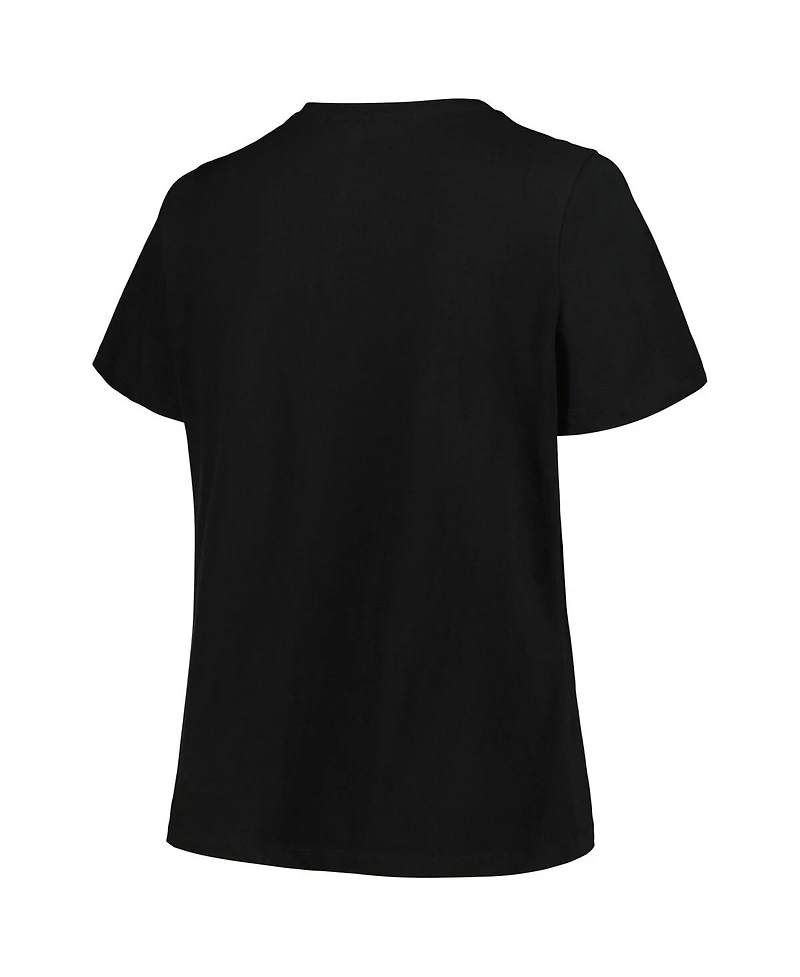 Women's Profile Black Chicago Bulls Plus Size Arch Over Logo V-Neck T-shirt