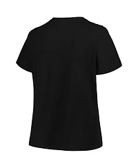 Women's Profile Black Chicago Bulls Plus Size Arch Over Logo V-Neck T-shirt