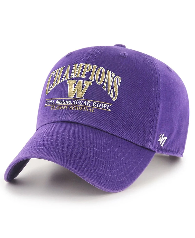 Men's '47 Brand Purple Washington Huskies College Football Playoff 2024 Sugar Bowl Champions Clean Up Adjustable Hat
