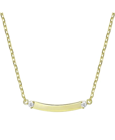 14K Gold Plated Cubic Zirconia Small Curved Bar Necklace