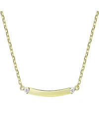 14K Gold Plated Cubic Zirconia Small Curved Bar Necklace